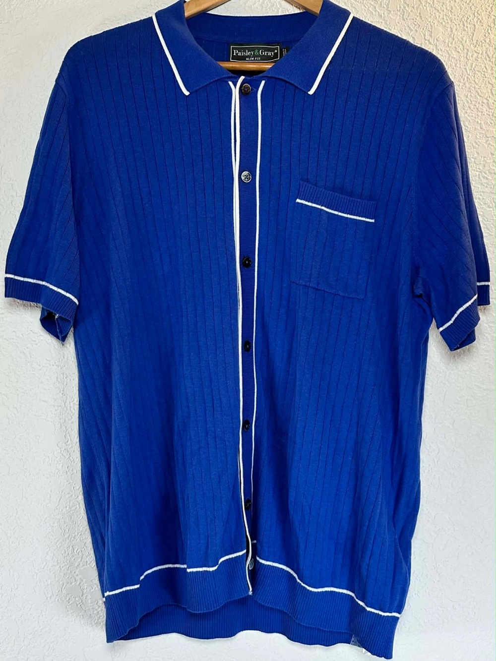 Paisley & Gray Men's Royal Blue Short-Sleeve Polo Cardigan